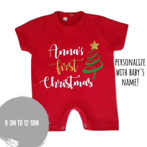 Personalised First Christmas baby romper/First Christmas baby outfit/ Personalized baby gift/Infant