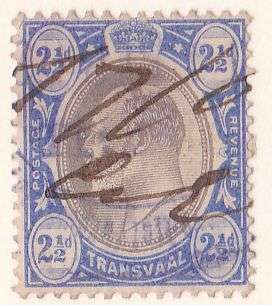 Transvaal two and a half penny Edward vii scarce revenue usage.