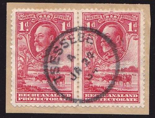 Bechuanaland Tsessebe postmark on George v (x2) dated 24/1/1934 relief type.