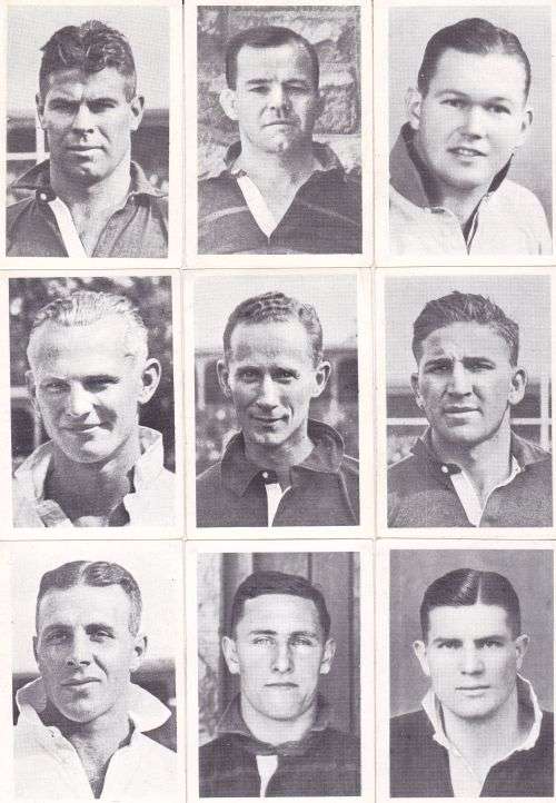 South Africa Rugby 1937 Springboks (x9) cards issued Cape Town.