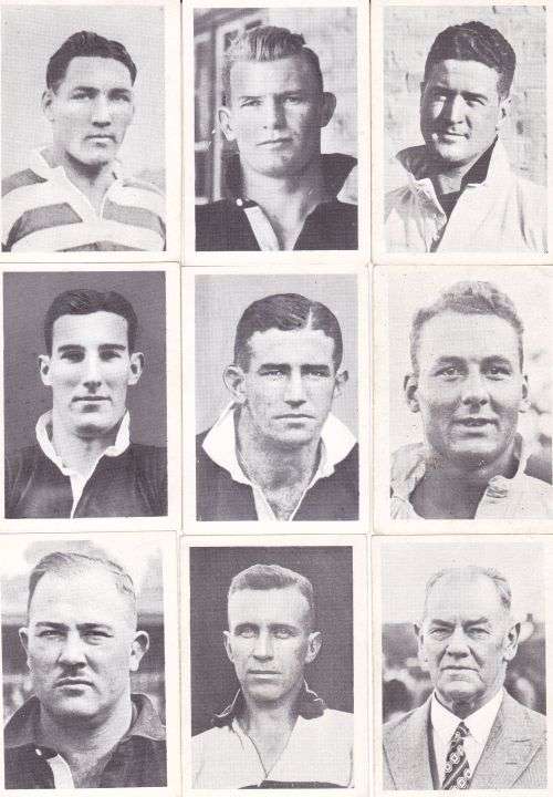 South Africa Rugby 1937 Springboks (x9) cards issued Cape Town.