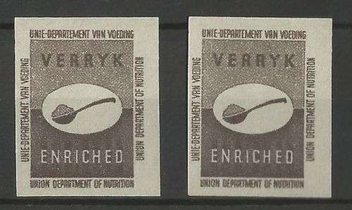 Union Bread labels (x2) issued Department of Nutrition.