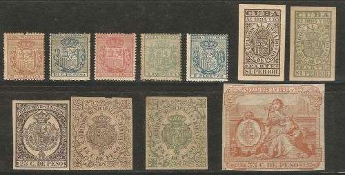Cuba early stamps on stock card.