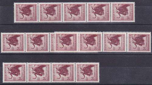 Union 1d coil stamps in strips unmounted mint.