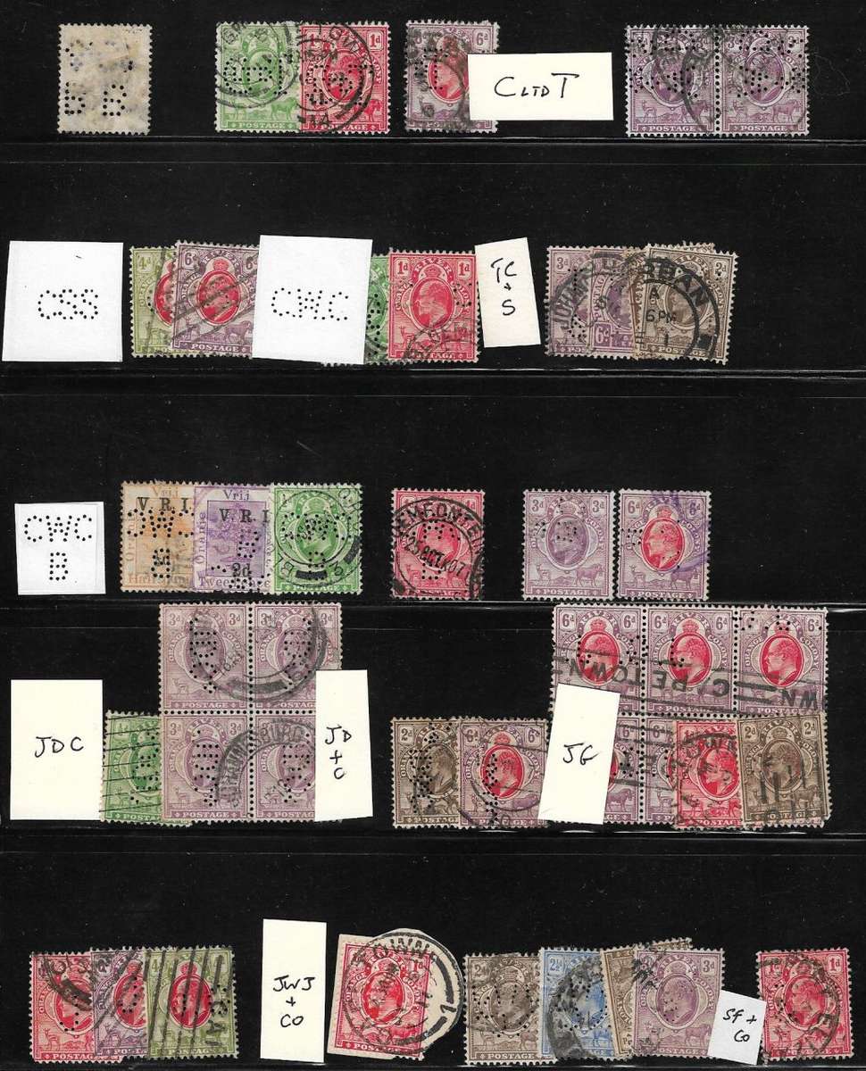 Orange River Colony 40 plus perfins, scarce grouping.