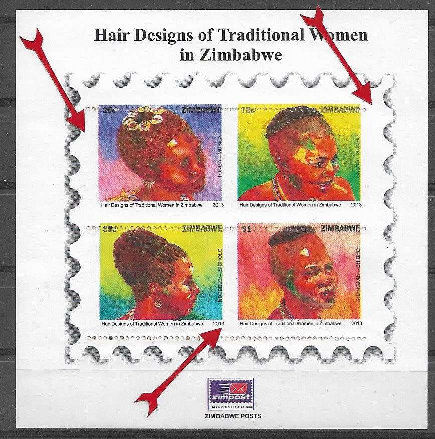 Zimbabwe variety 2013 miniature sheet missing vertical perforations.