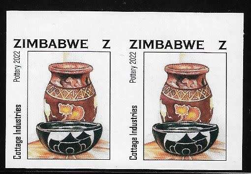 Zimbabwe variety 2022 imperforated Z value pair.