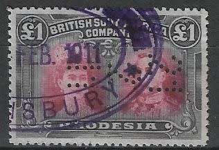 British South Africa Company one pound double head 1911 revenue used.