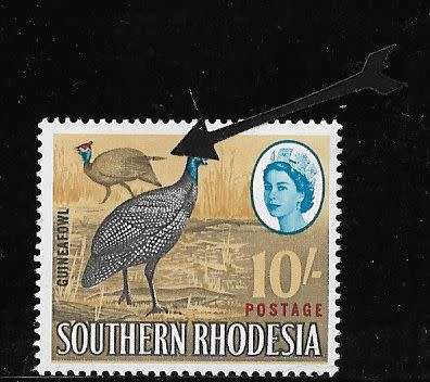 Southern Rhodesia Queen Elizabeth mint 10s variety Tail Feather flaw SACC106a.