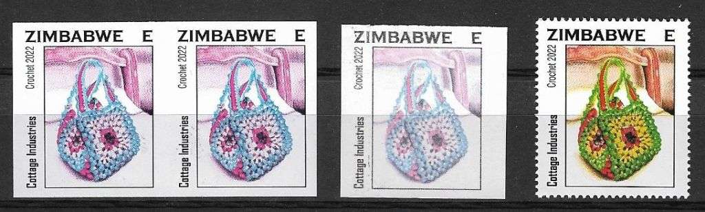 Zimbabwe variety E value progressive print imperforated plus normal.