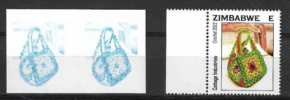 Zimbabwe variety E value progressive print imperforated plus normal.