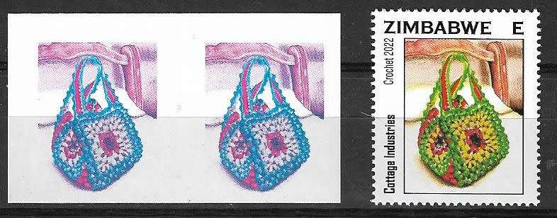 Zimbabwe variety E value progressive print imperforated plus normal.