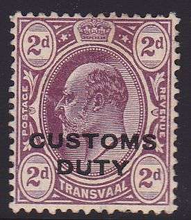 Transvaal CUSTOMS DUTY 2d Edward vii.