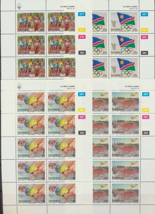 NAMIBIA  -  1992  OLYMPICS BARCELONA  SET OF  FULL SHEETS  - FINE MINT