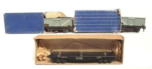 OO: 2pc Vintage Metal Open Freight Wagons(Diablo) 1x Lowbed(TTR) in good boxed condition (England)
