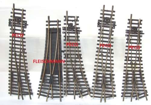 MIXED HO: 4pc Brass Switches in good unboxed condition without motors.