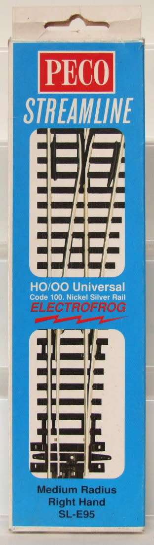 PECO HO/OO: Medium Radius RH Turn Out (#SLE95) Nickel Silver Track in NEW Boxed condition.(England)