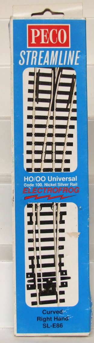 PECO HO/OO: Curved RH Turn Out (#SLE86) Nickel Silver Track in NEW Boxed condition.(England)