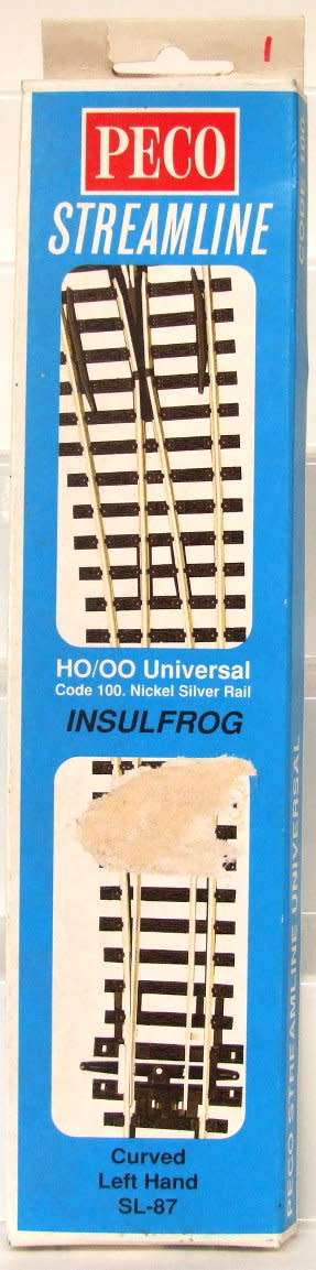 PECO HO/OO: Curved LH Turn Out (#SLE87) Nickel Silver Track in NEW Boxed condition.(England)