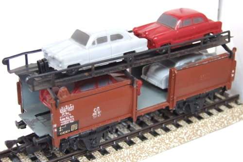 MARKLIN HO:Rare Auto Transporter with 4x  Marklin Car Load in good used & un-boxed condition (Italy)