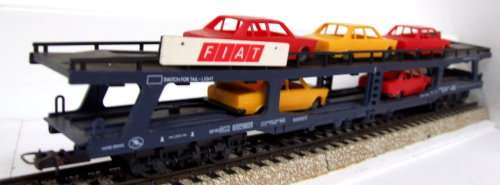 LIMA HO: RARE Auto transporter with 5x FIAT Car Load in good used & un-boxed condition (Italy)