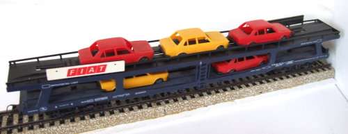 LIMA HO: RARE Auto transporter with 5x FIAT Car Load in good used & un-boxed condition (Italy)