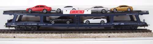 LIMA HO: Auto transporter with 6x Modern Car Load in good used & un-boxed condition (Italy)