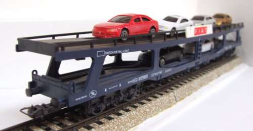 LIMA HO: Auto transporter with 6x Modern Car Load in good used & un-boxed condition (Italy)