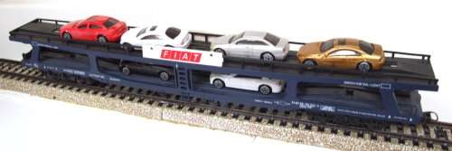 LIMA HO: Auto transporter with 6x Modern Car Load in good used & un-boxed condition (Italy)