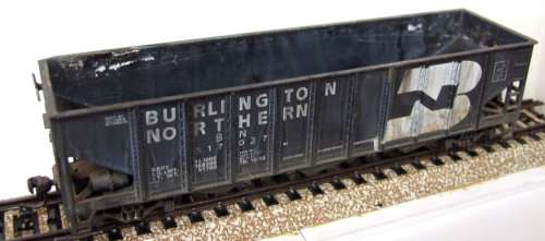 HOPPER HO: BN 3 Bay Weathered Coal Hopper with Sprung Suspension Bogeys in good un-boxed condition