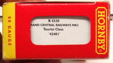 HORNBY OO: Detailed English Grand Central MK3 Passenger Coach R4330 in NEW boxed condition (China)