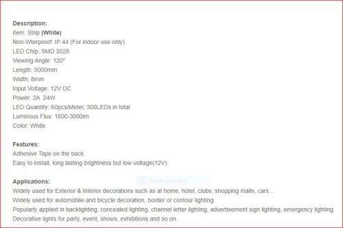 WHITE LED LIGHT HO: 3m Roll of bright 12V DC LED Adhesive Lights Strip in New Packaged condition.
