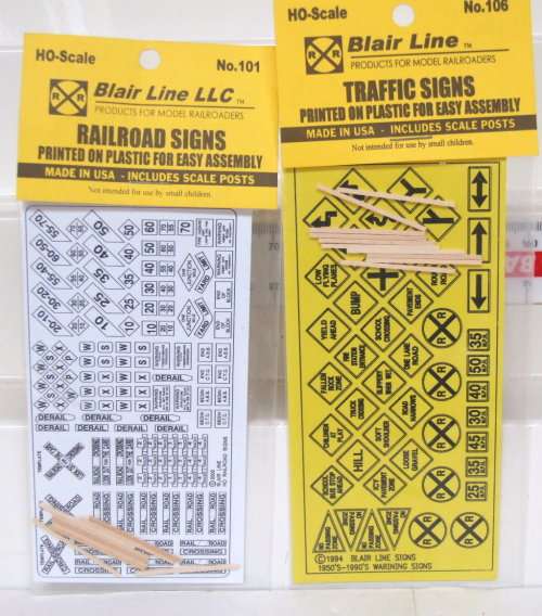 BLAIR LINE ACCESSORIES HO: Railroad & Traffic Signs in New Packaged condition(USA)