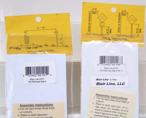 BLAIR LINE ACCESSORIES HO: Railroad & Traffic Signs in New Packaged condition(USA)