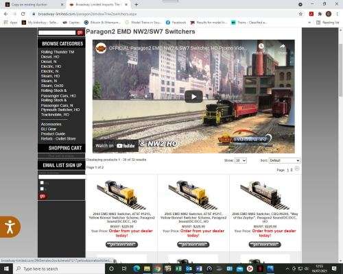 BROADWAY PARAGON2  HO:  EMD Switcher SW7 Loco with DCC Sound Decoder in NEW boxed condition(China)