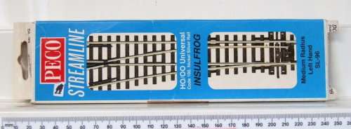 PECO HO/OO: Nickel Silver L/Hand Man Turnout(SL96)Code100 in Good used operational condition.(Eng)