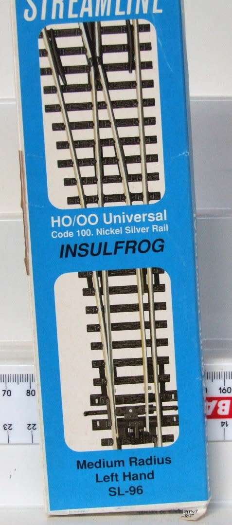 PECO HO/OO: Nickel Silver L/Hand Man Turnout(SL96)Code100 in Good used operational condition.(Eng)