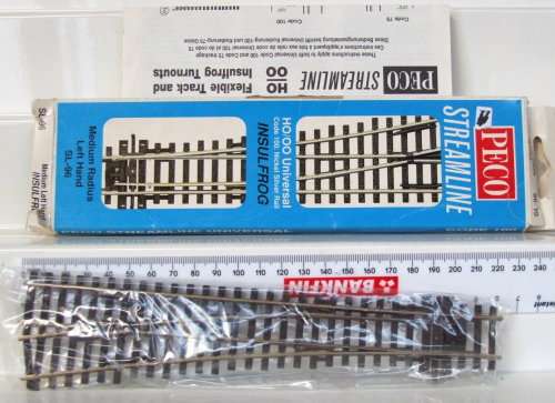 PECO HO/OO: Nickel Silver L/Hand Man Turnout(SL96)Code100 in Good used operational condition.(Eng)