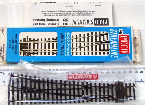 PECO HO/OO: Nickel Silver L/Hand Man Turnout(SL96)Code100 in Good used operational condition.(Eng)