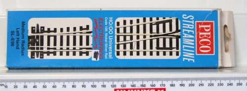 PECO HO/OO: Nickel Silver L/Hand Man Turnout(SL96)Code100 in New operational condition.(Eng)