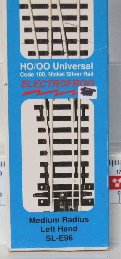 PECO HO/OO: Nickel Silver L/Hand Man Turnout(SL96)Code100 in New operational condition.(Eng)