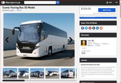 SCANIA 3D BUS: Highly Detailed Modern Touring Bus in Very Good Un-used, un-boxed condition (Sweden)