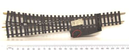 JOUEF HO/OO:Metal Electro-Magnetic L/Hand Wide Radius Turnout in Fair operational condition.(France)