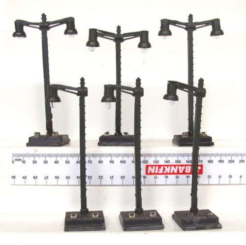 LIMA SCENERY HO: 3x Double +4x Single Street Lights in Fair Working Used condition(Italy)