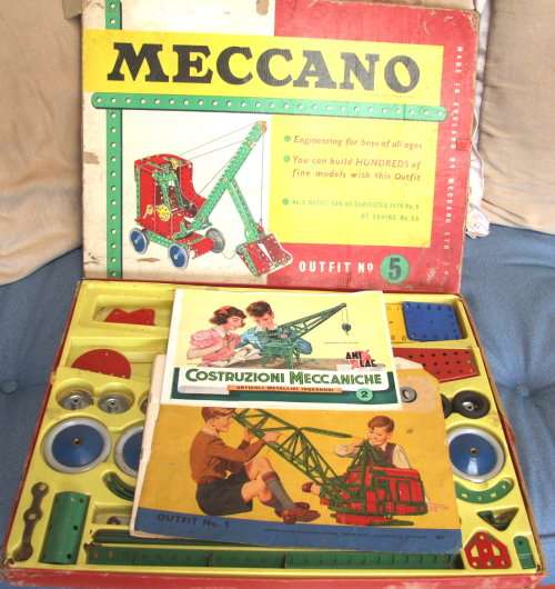 MECCANO: 2x Imcomplete Vintage Meccano sets ( No 3 and No 5) in Fair condition.(England)