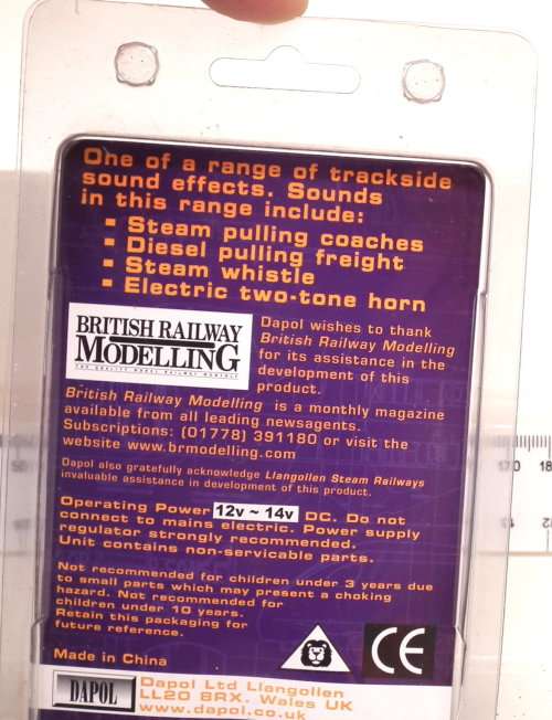 DAPOL ACCESSORIES HO: Trackside Electronic Sound Shed in New Boxed condition.(China)