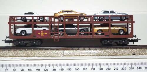 LIMA HO: SAR  Auto Transporter with 6 Car Load for Trans Karoo is in Good, Used condition (Italy)