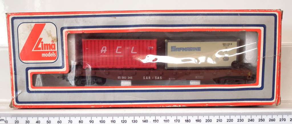 LIMA HO: SAR Container Carrier with Load in Very Good Boxed Used Condition (Italy)