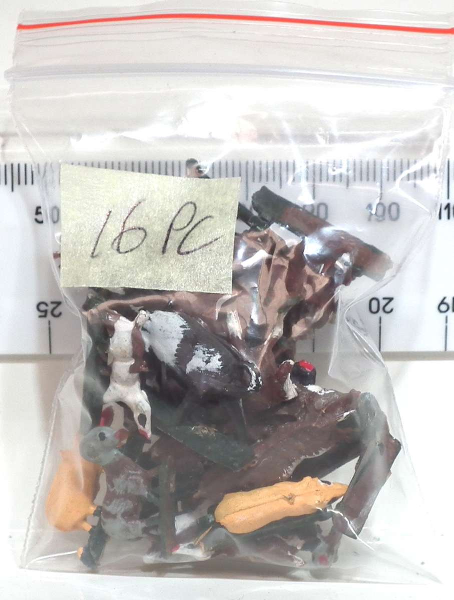 SCENERY HO: 16pc Plastic Farm Animals, in Fair Painted Condition.