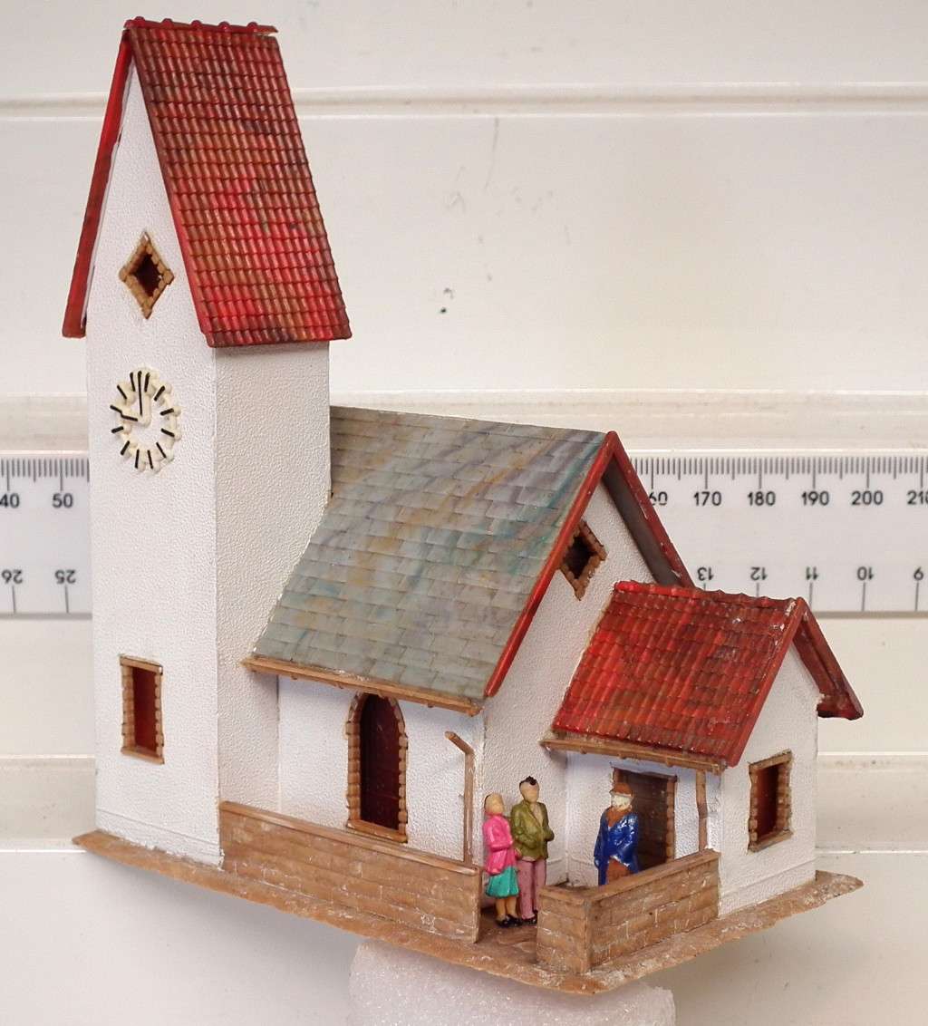 SCENERY HO: Small European Style Plastic Village Church in Fair Used Refurbished Condition.